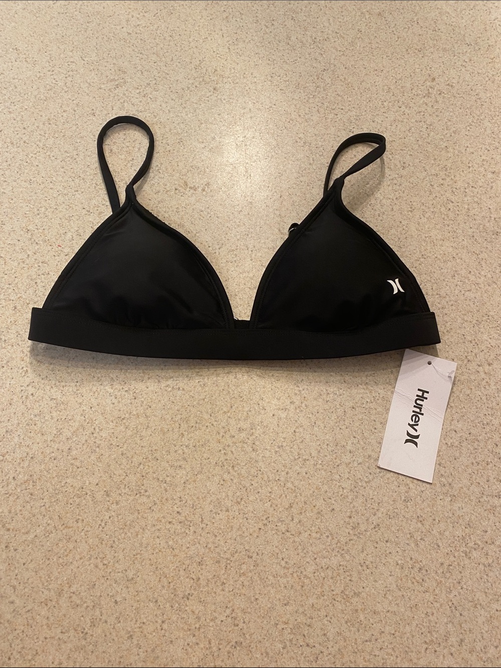 Hurley Black Bikini Top Sz S Adjustable Straps NWT